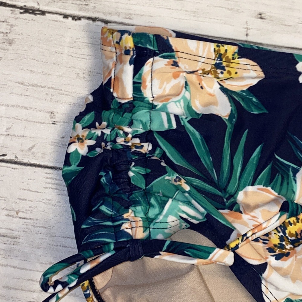 Kona Sol Bikini Bottom Womens 16W 18W Navy Floral High Waist Swim Cheeky Plus - Picture 3 of 7
